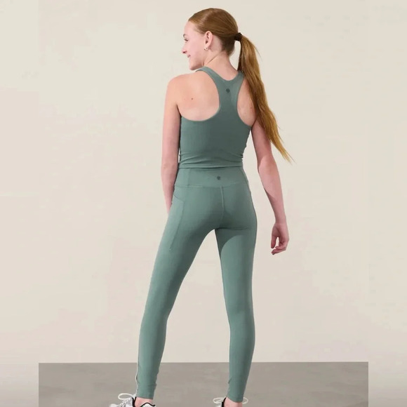 ATHLETA GIRL LONG DISTANCE BRA in Oxidized Green Size L/12 Kids - Picture 4 of 6